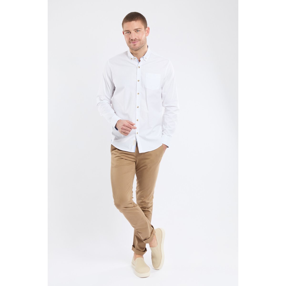 Chemise unie en coupe droite EDGAR blanc, BERMUDES