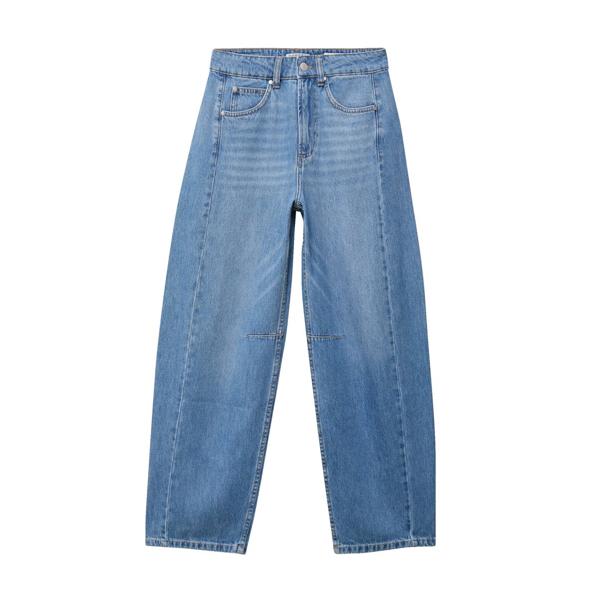 Jeans barrel taille haute broderie denim used, BONOBO