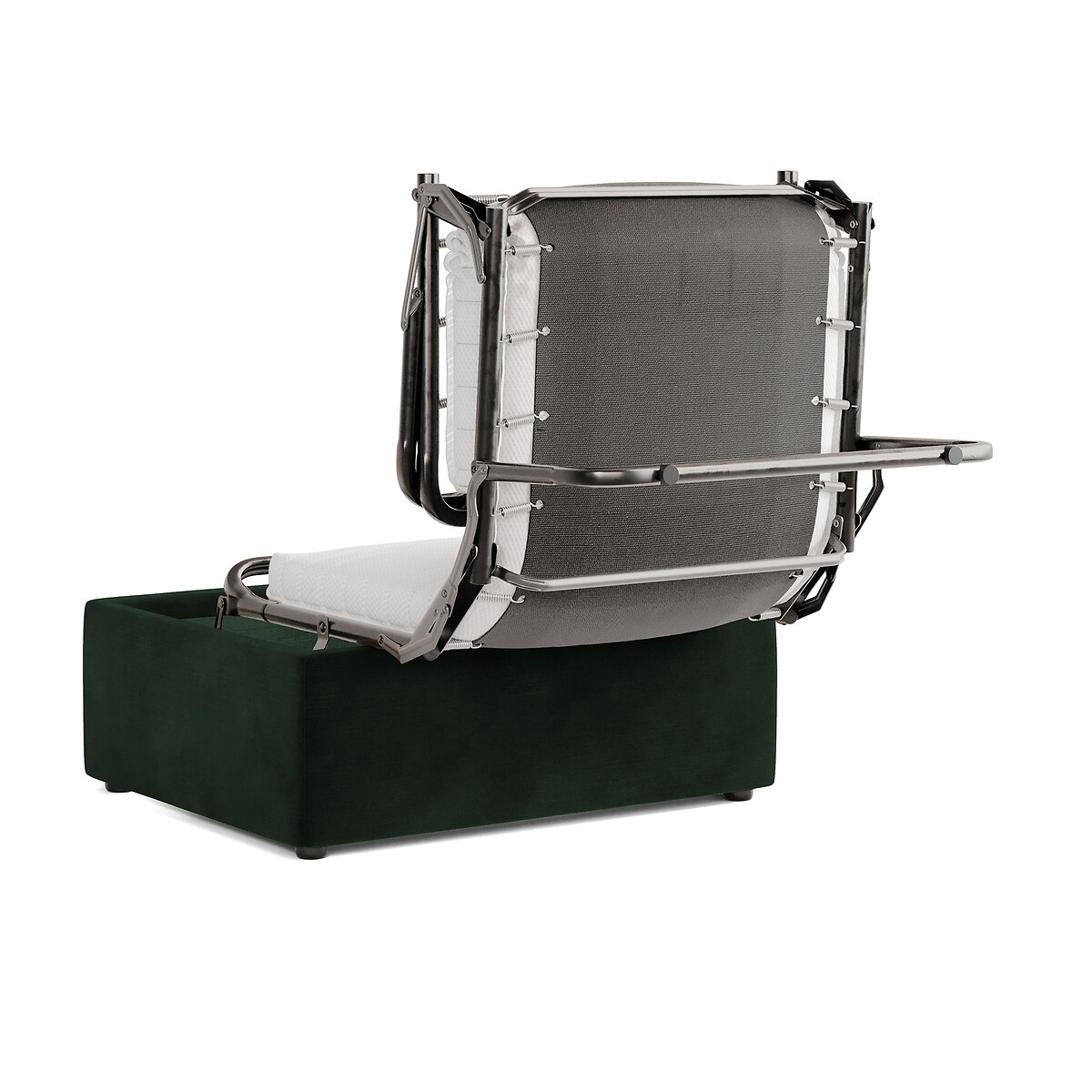 Jay-Be® Luxe Velvet Footstool Sofa Bed with Comfort Mattress bottle green, JAY-BE