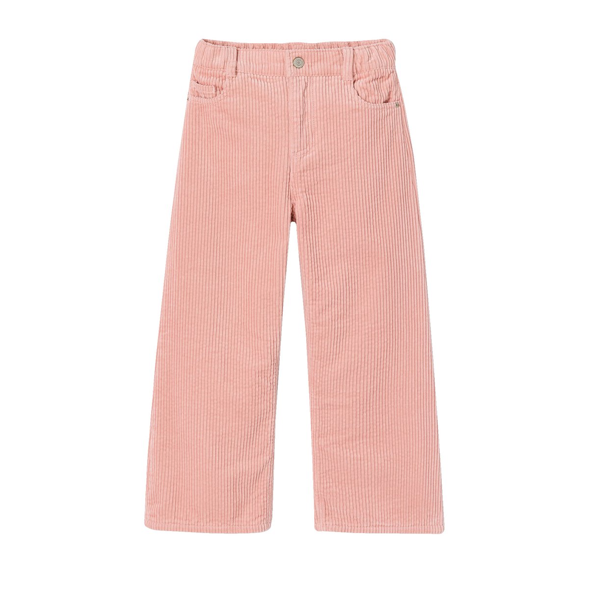 Pantalon large velours rose poudré, VERTBAUDET