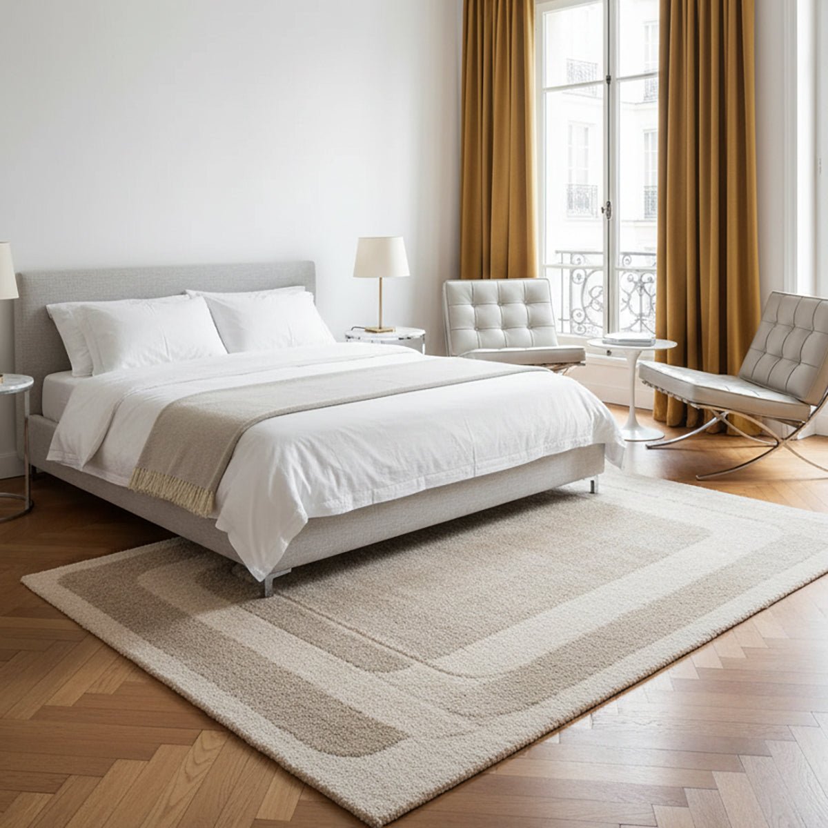Tapis design doux et épais MIREO beige sable, AFK LIVING