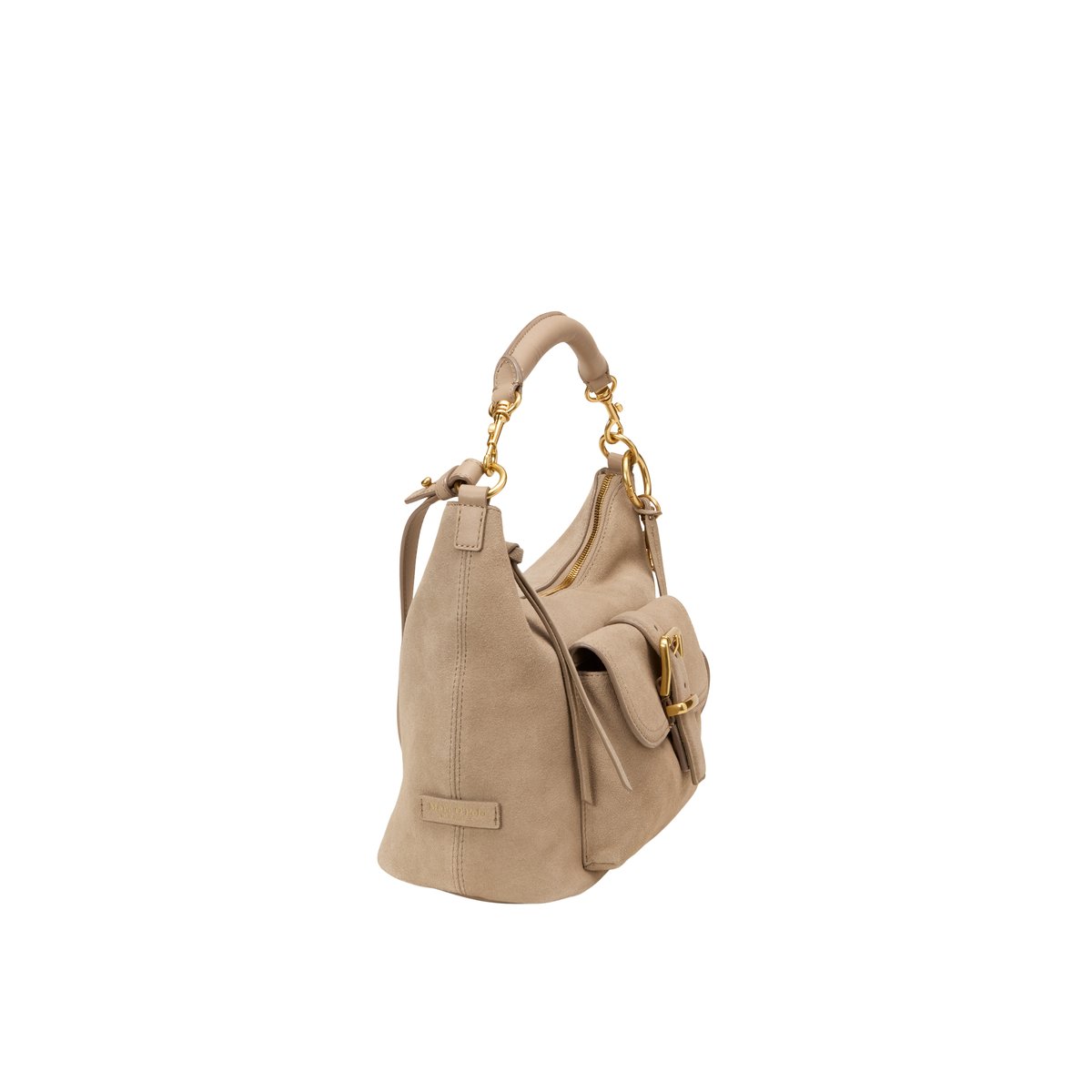 Sac à bandoulière small en cuir de vachette velours doux marron, MARC O'POLO