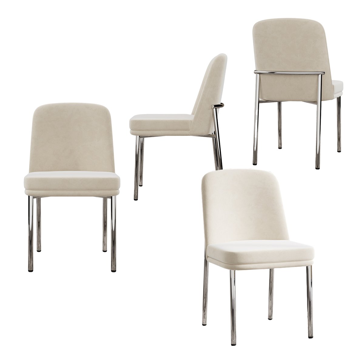 Lot de 4 chaises de salle à manger en velours avec pieds métal, DUORAUC beige, MEUBLES COSY