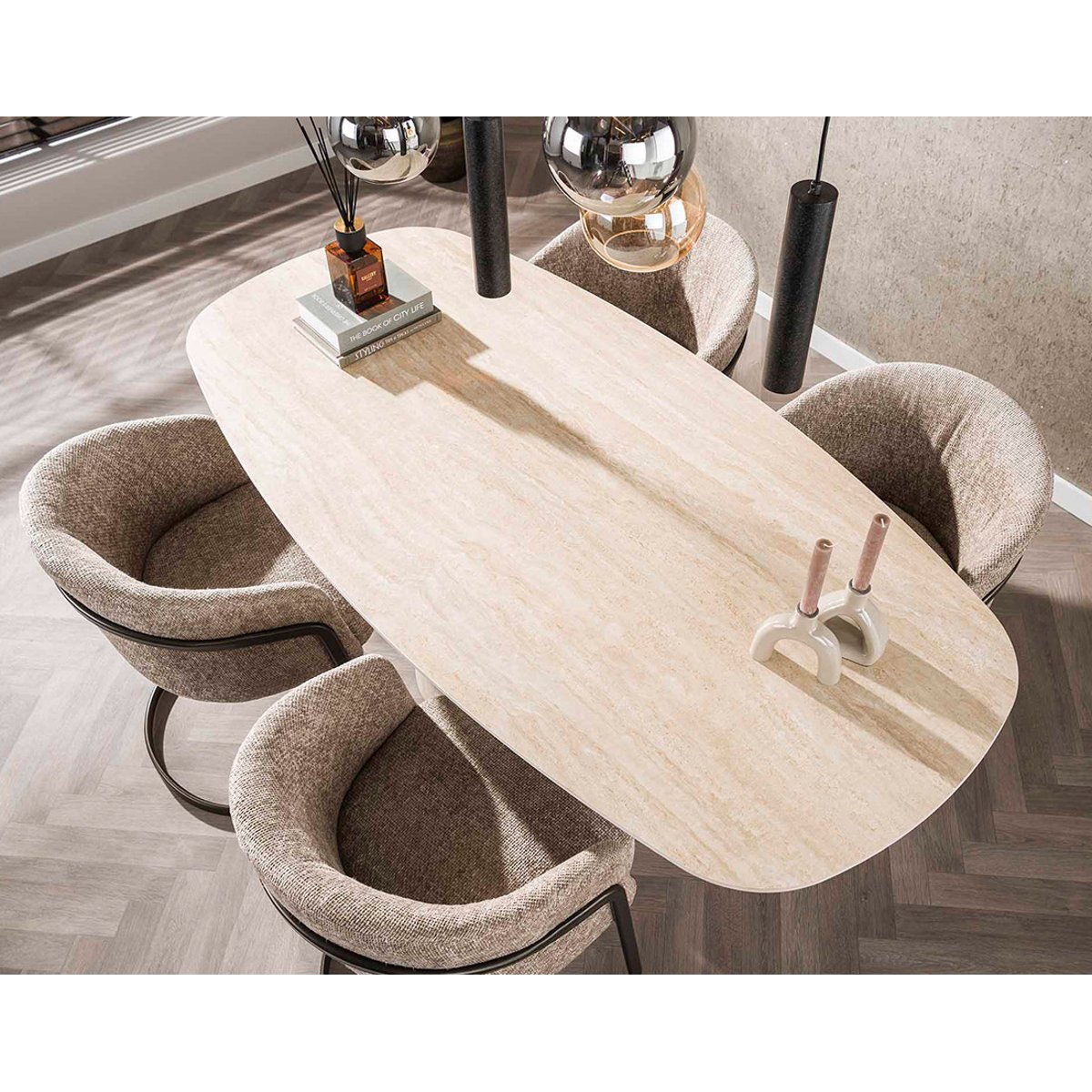 Lot de 2 chaises en tissu texturé, TEO sable, BEST MOBILIER