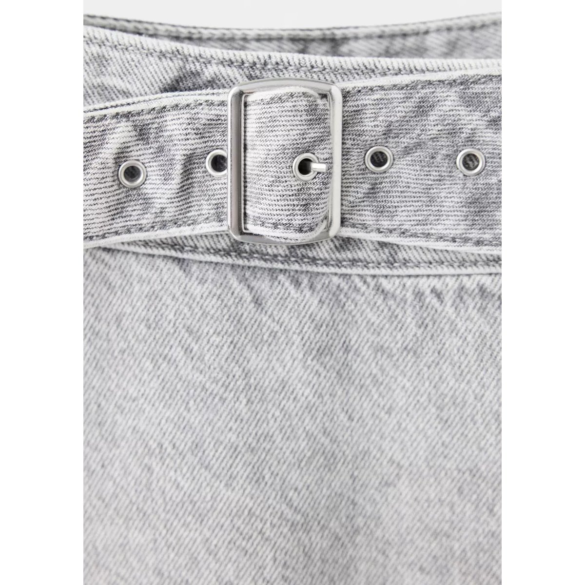 Jean taille basse avec détail de ceinture gris denim, MANGO TEEN