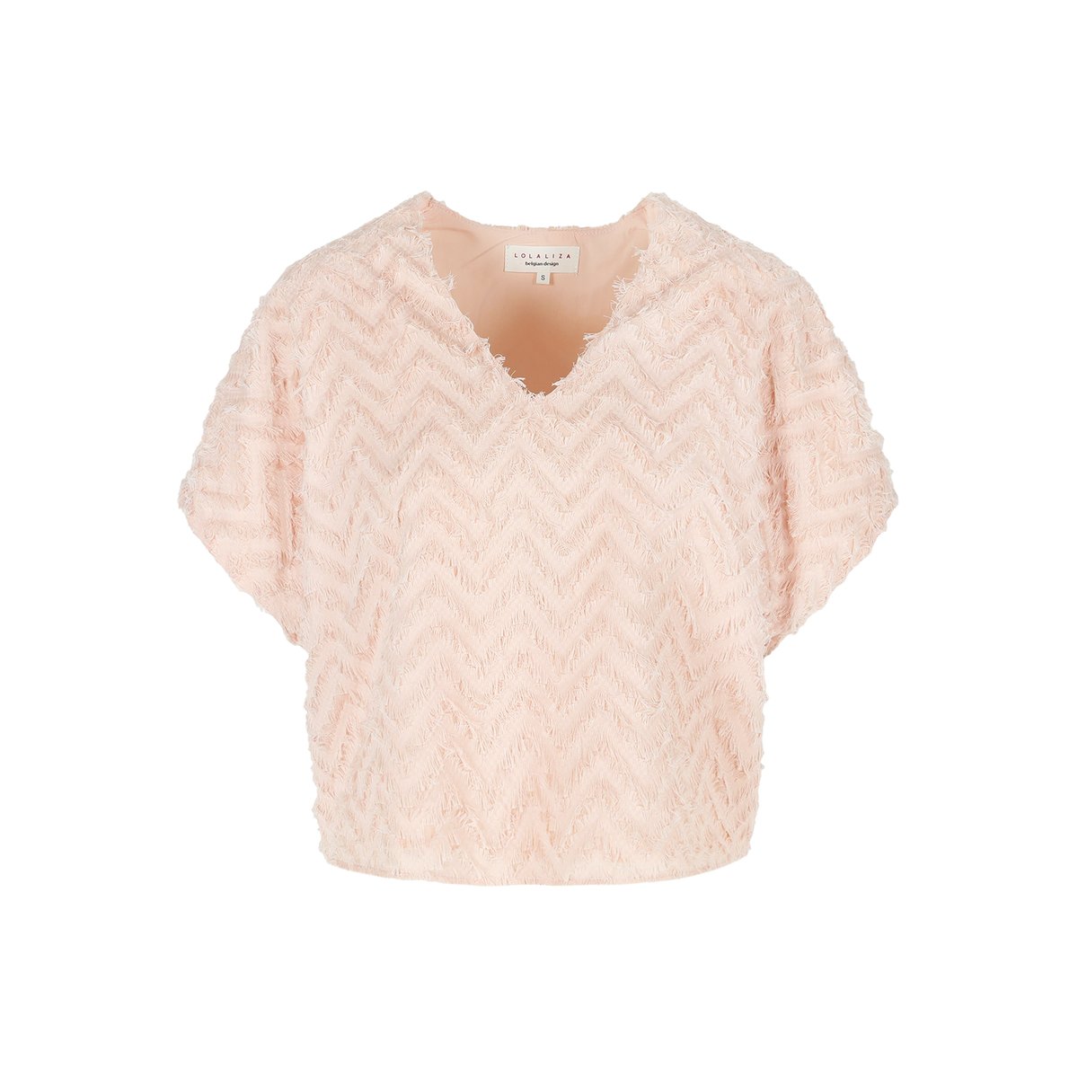Blouse texturée à chevrons rose nude, LOLALIZA