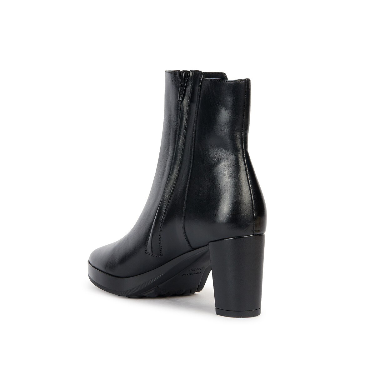 Walk Pleasure Ankle Boots in Leather with Heel and Zip Fastening black, GEOX