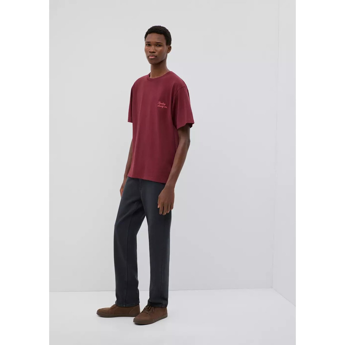 T-shirt en coton imprimé bordeaux, MANGO TEEN