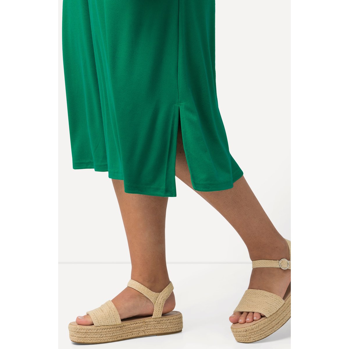 Robe midi en jersey, ligne A émeraude, ULLA POPKEN