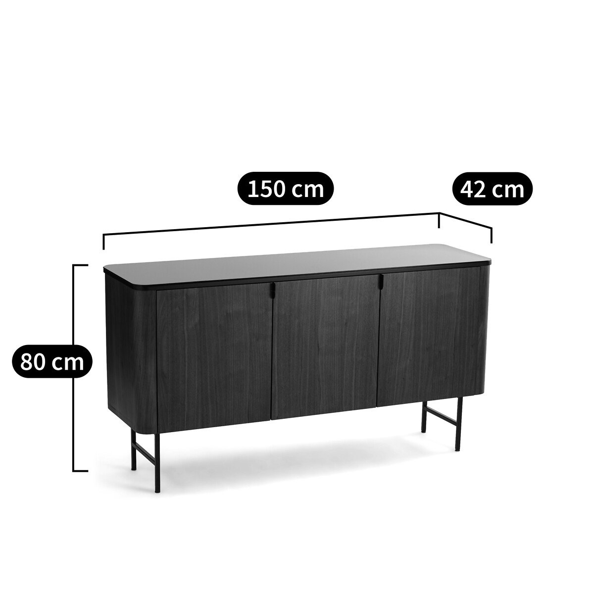 Sideboard Helina mit 3 Türen, Nussbaumfurnier nussholz, LA REDOUTE INTERIEURS