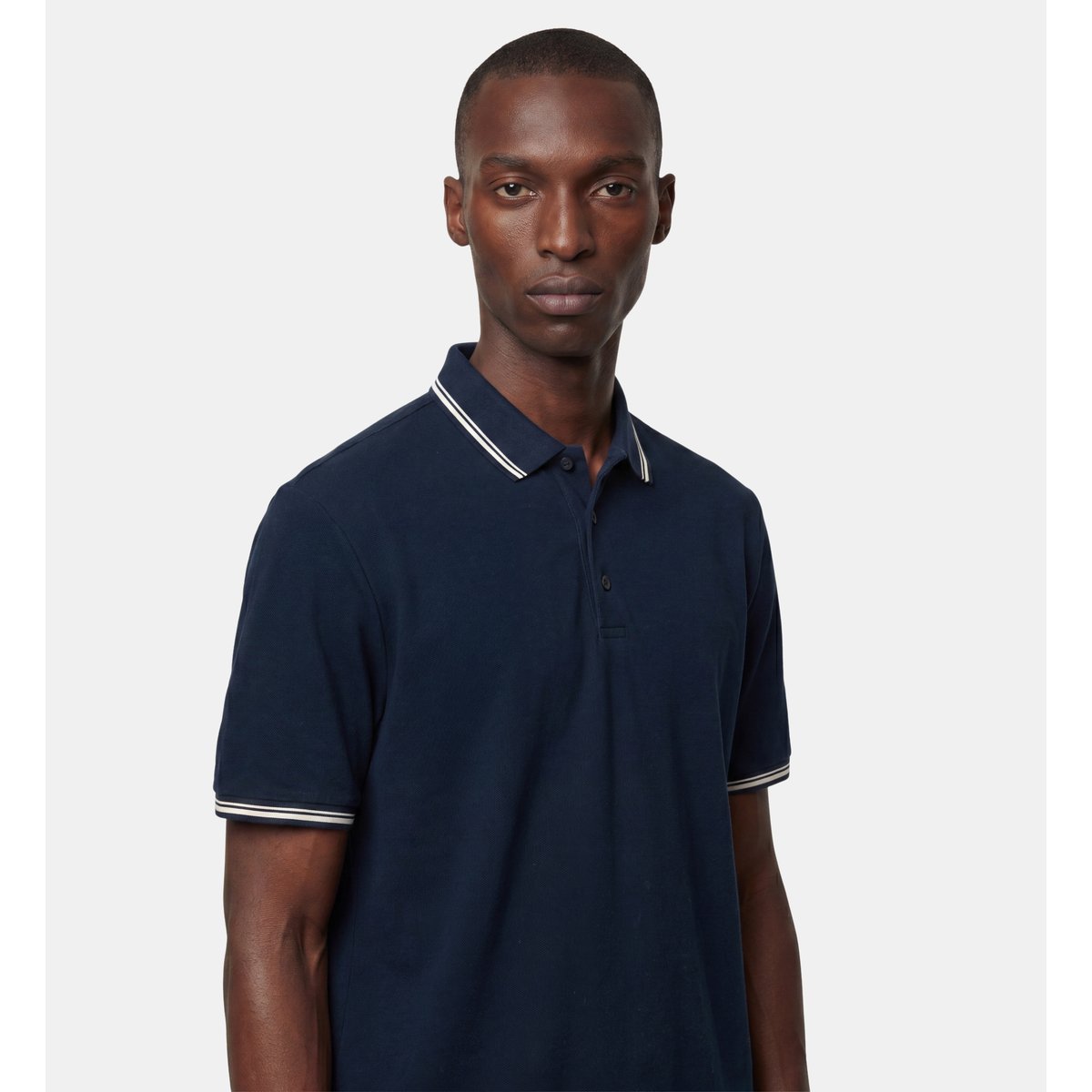 Polo droit tolobas coton bleu marine, GALERIES LAFAYETTE