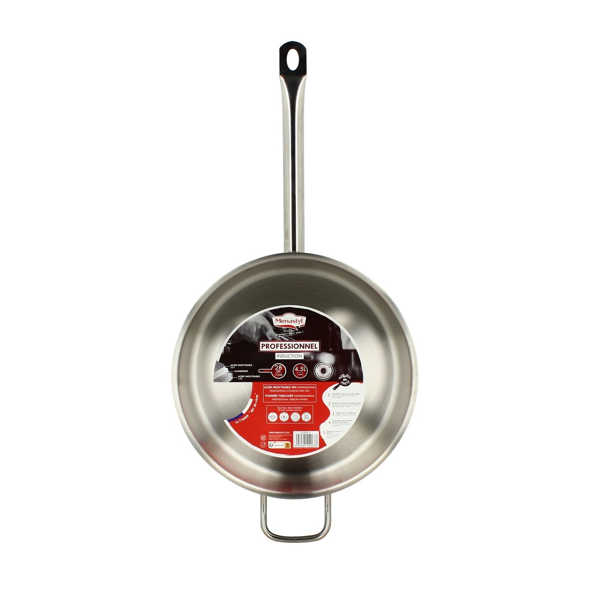 Sauteuse 28 cm en acier inoxydable, PROFESSIONNEL inox, MENASTYL