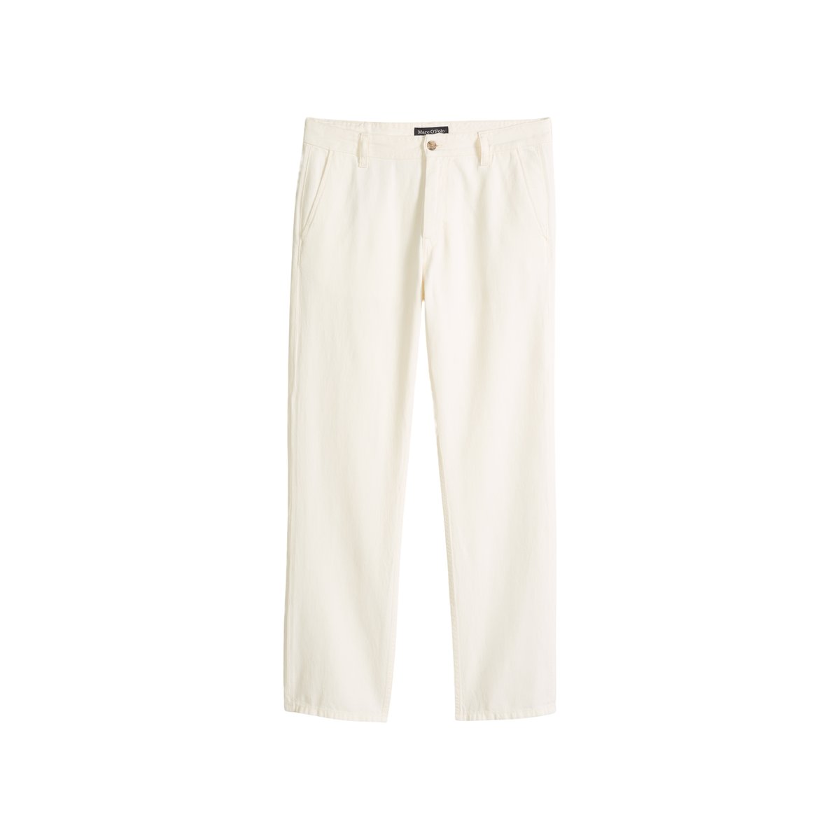 Jeans modèle Kalmo droit en coton bio et en lin blanc, MARC O'POLO