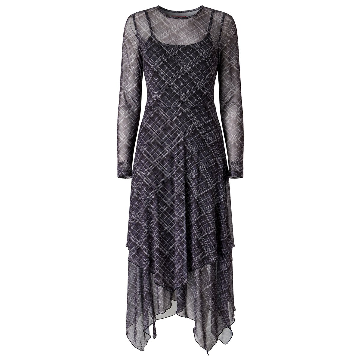 Robe en Mesh à Carreaux et Ourlet Plongeant Roxy gris, JOE BROWNS