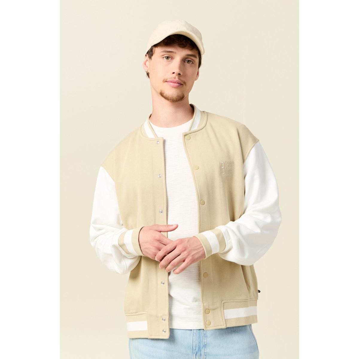 Veste sweat manches longues ecru, BONOBO