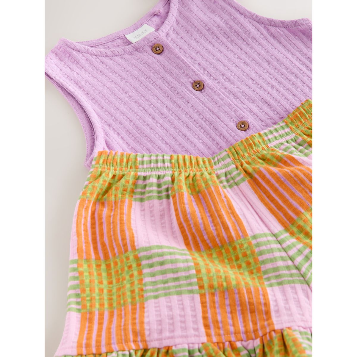 Ensemble débardeur à basque et short carreaux violets lilas, NEXT