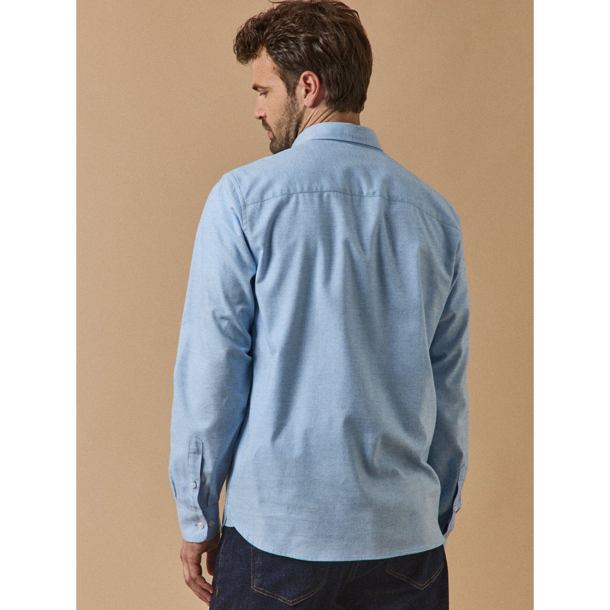 Chemise flanelle fil à fil coupe contemporaine ciel, CYRILLUS
