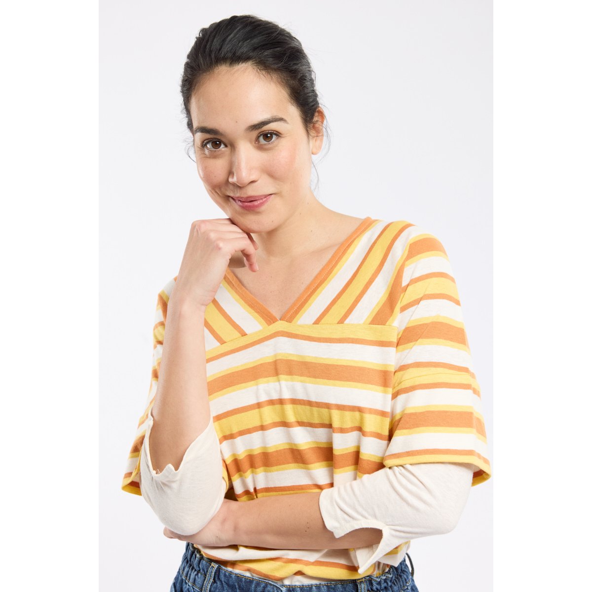 La marinière oversized NOLWENN FALIGOT nature/rusty/genet, ARMOR-LUX