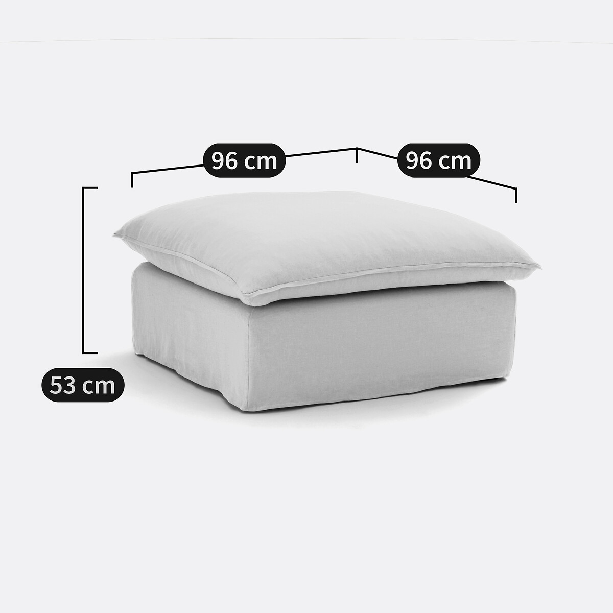 Pouf, déhoussable, en velours, ODNA ecru, LA REDOUTE INTERIEURS
