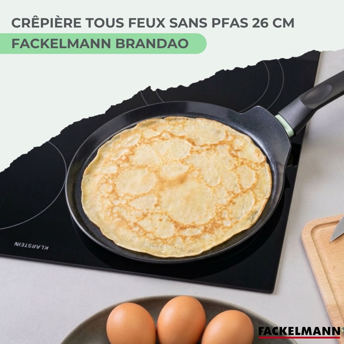 Set chandeleur crêpière 26 cm et 2 ustensiles BRANDAO noir, FACKELMANN