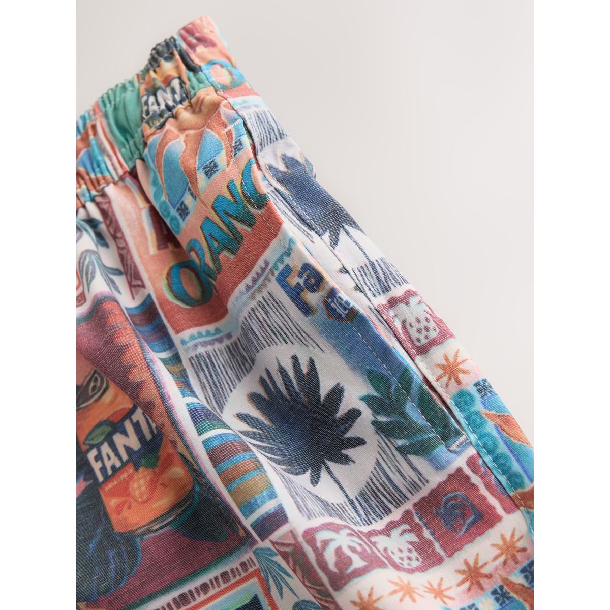 Short de bain imprimé 13 cm en lin mélangé multi fanta, NEXT