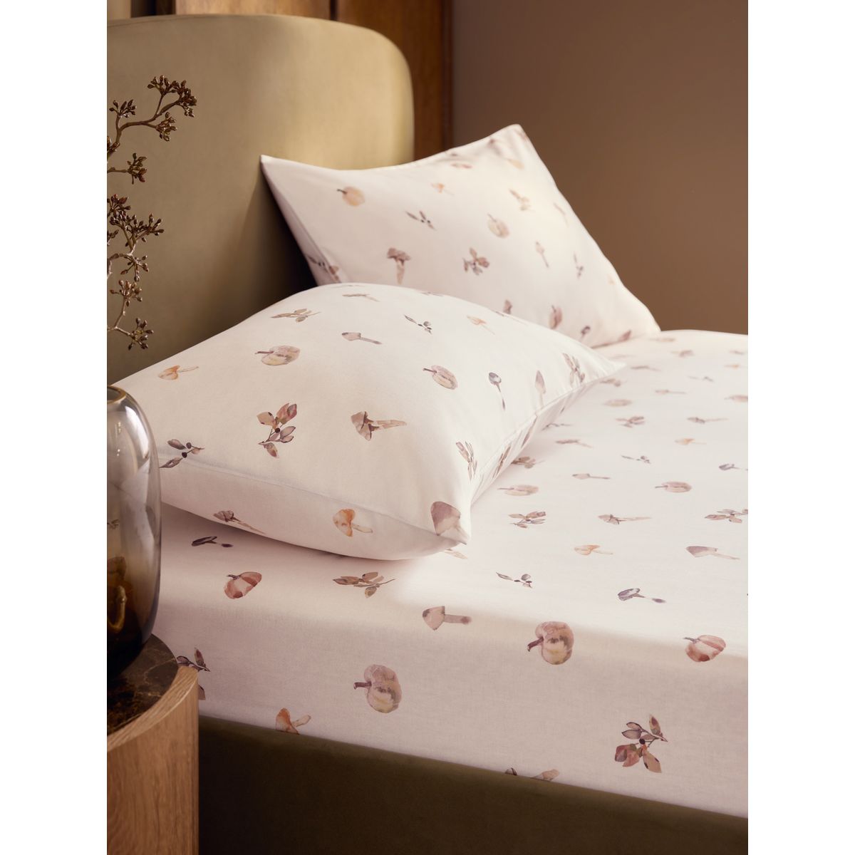 Parure drap-housse et taie citrouille naturel, NEXT