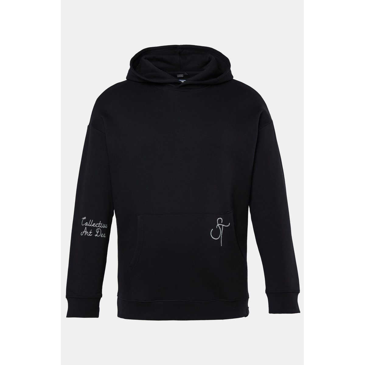 Sweat à capuche, broderies, poche kangourou noir, STHUGE