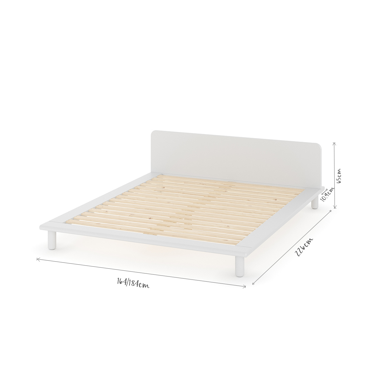 Pack lit 2 places avec tête de lit et matelas Bois massif PAOLO blanc, AKITEN RETAIL