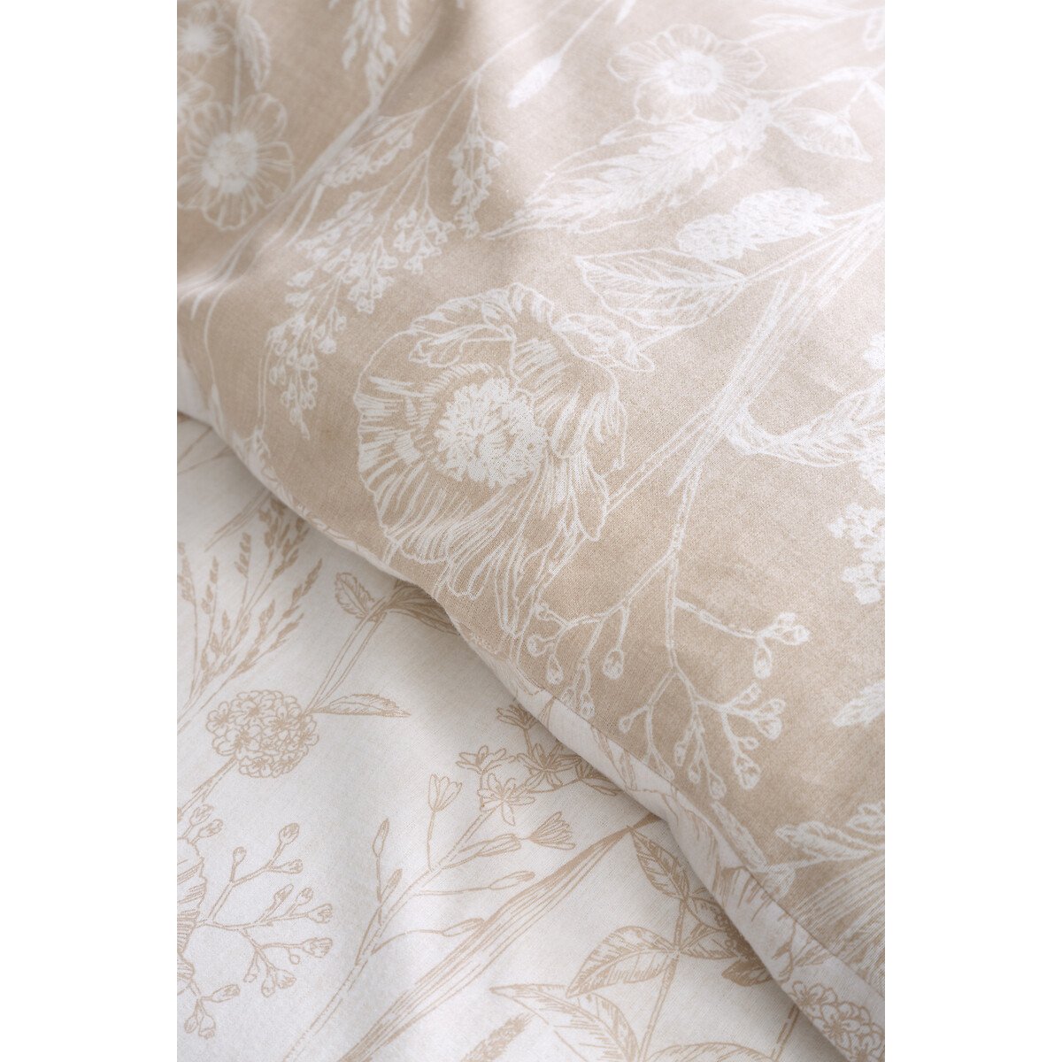 Brushed Floral Toile 100% Cotton Duvet Cover and Pillowcase Set natural, BIANCA FINE LINENS