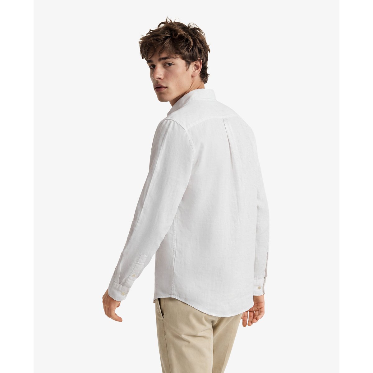 Chemise en lin Riviera à manches longues optic, SUPERDRY