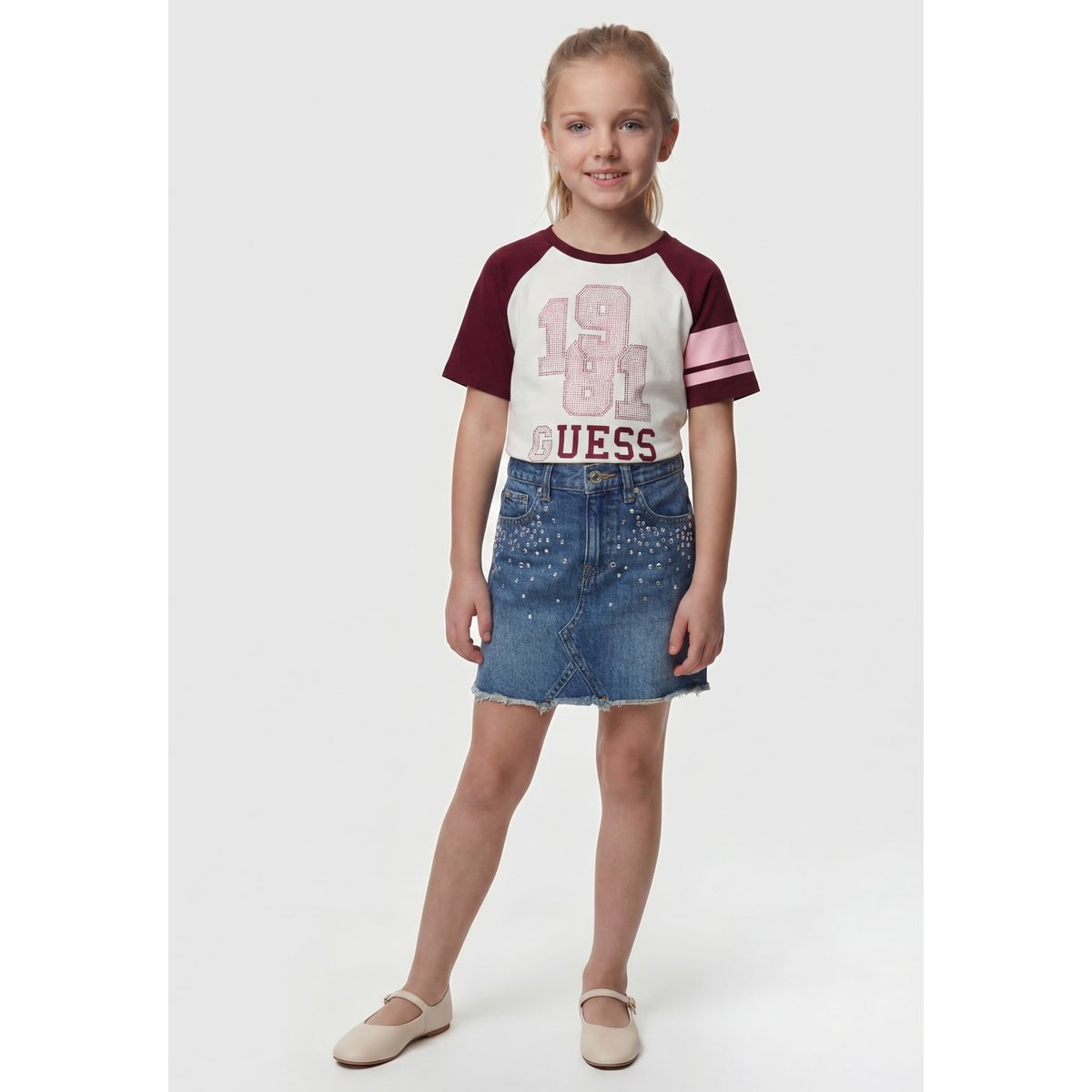 T-Shirt Avec Logo En Strass rose multi, GUESS KIDS