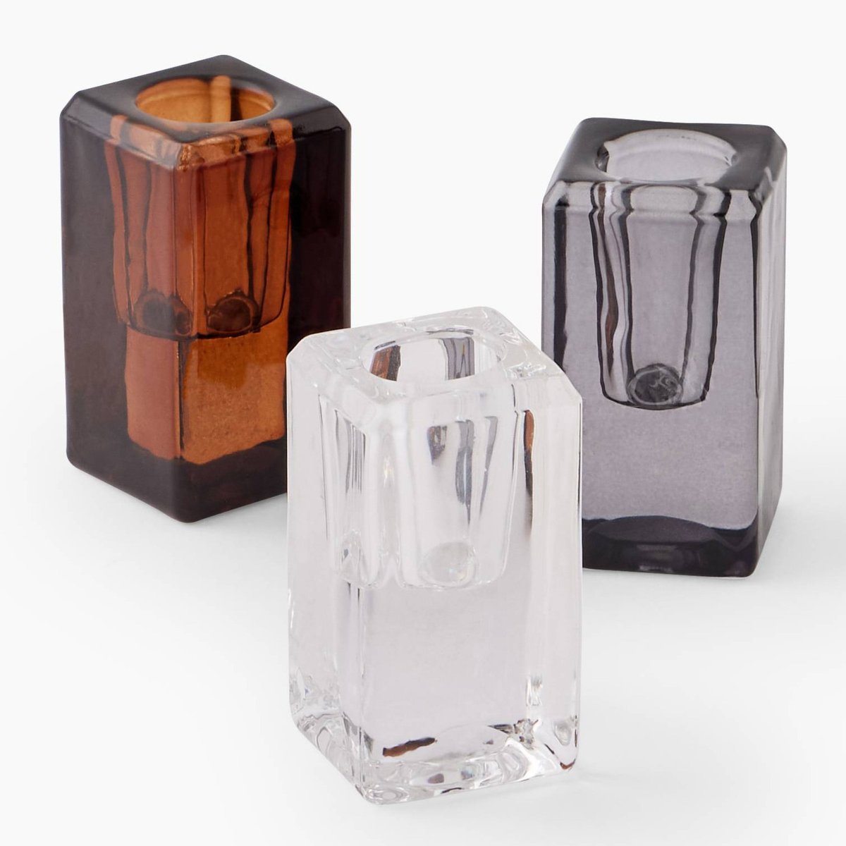 Bougeoir, 4x8cm, en verre transparent, MONOPRIX