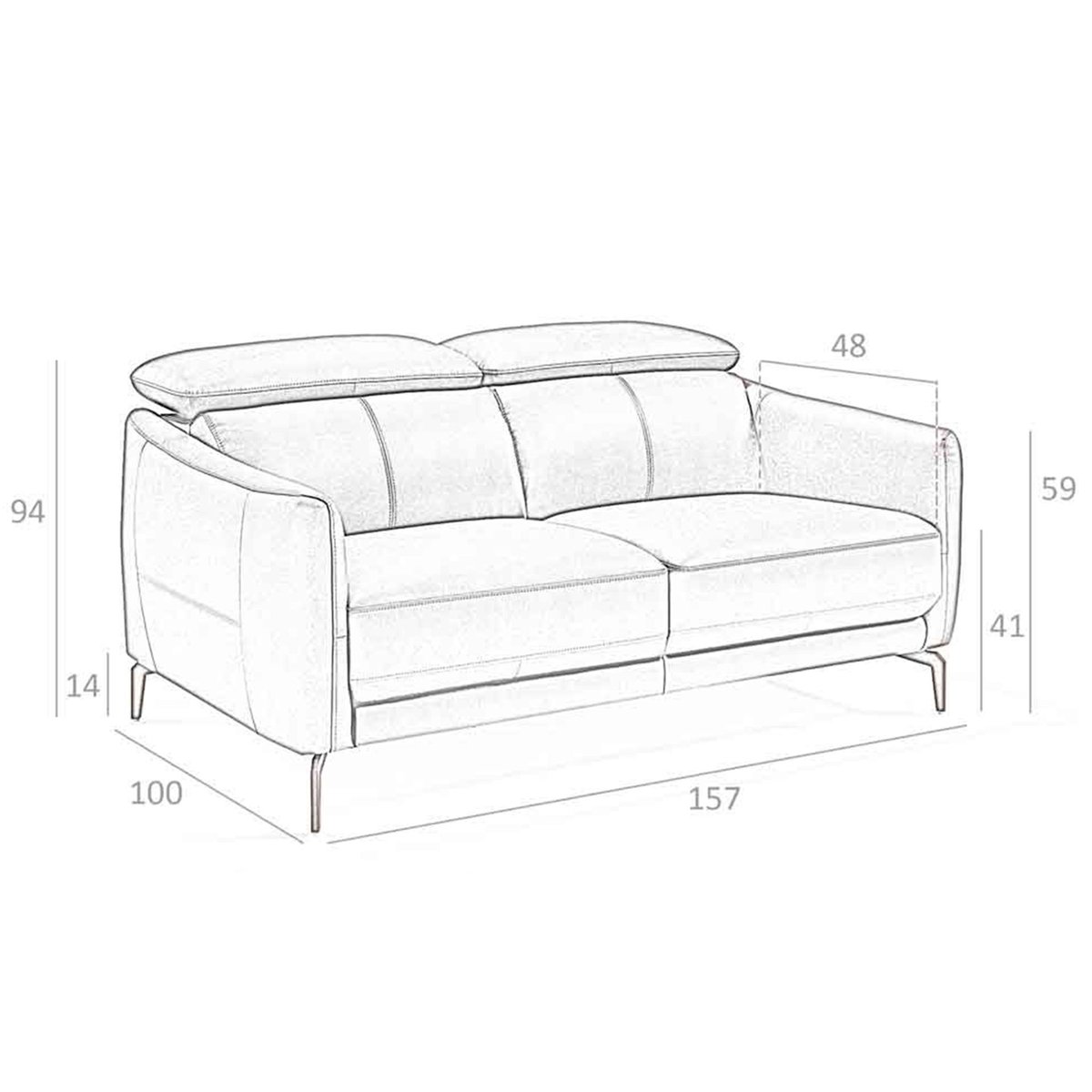 Canapé 2 places en cuir noir noir, ANGEL CERDA