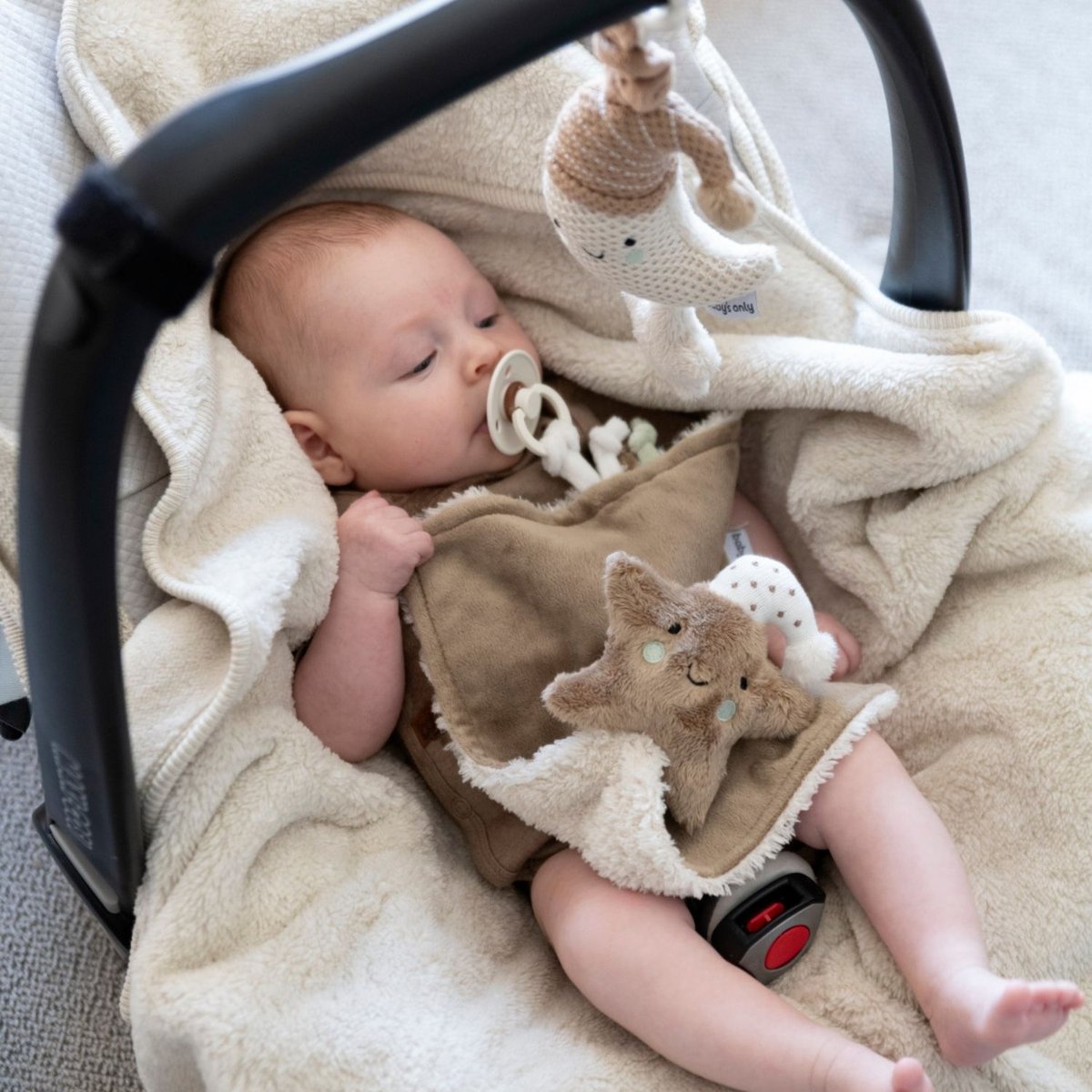 Doudou attache sucette beige, marron, noir, BABY'S ONLY