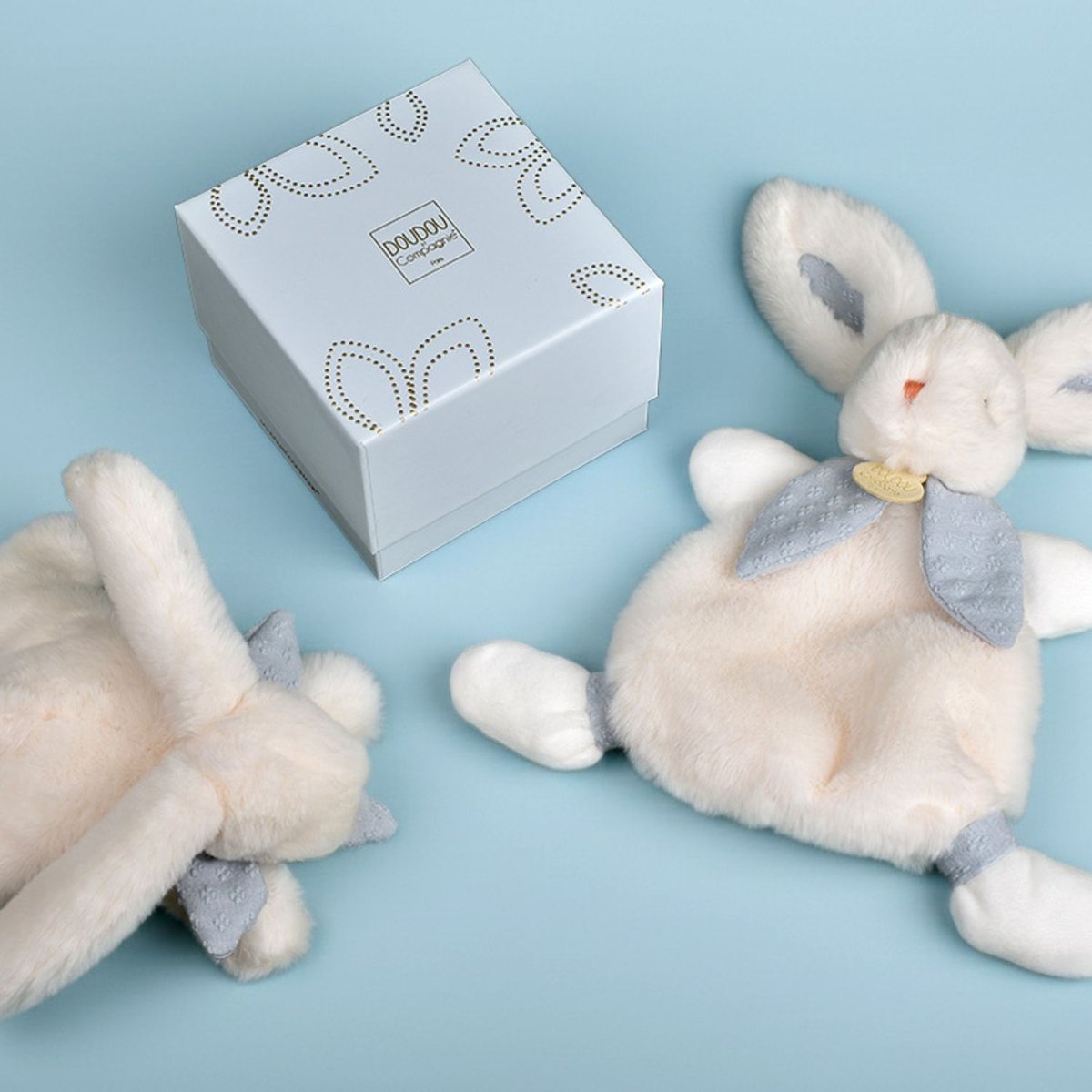 Doudou Lapin blanc, bleu, DOUDOU ET COMPAGNIE