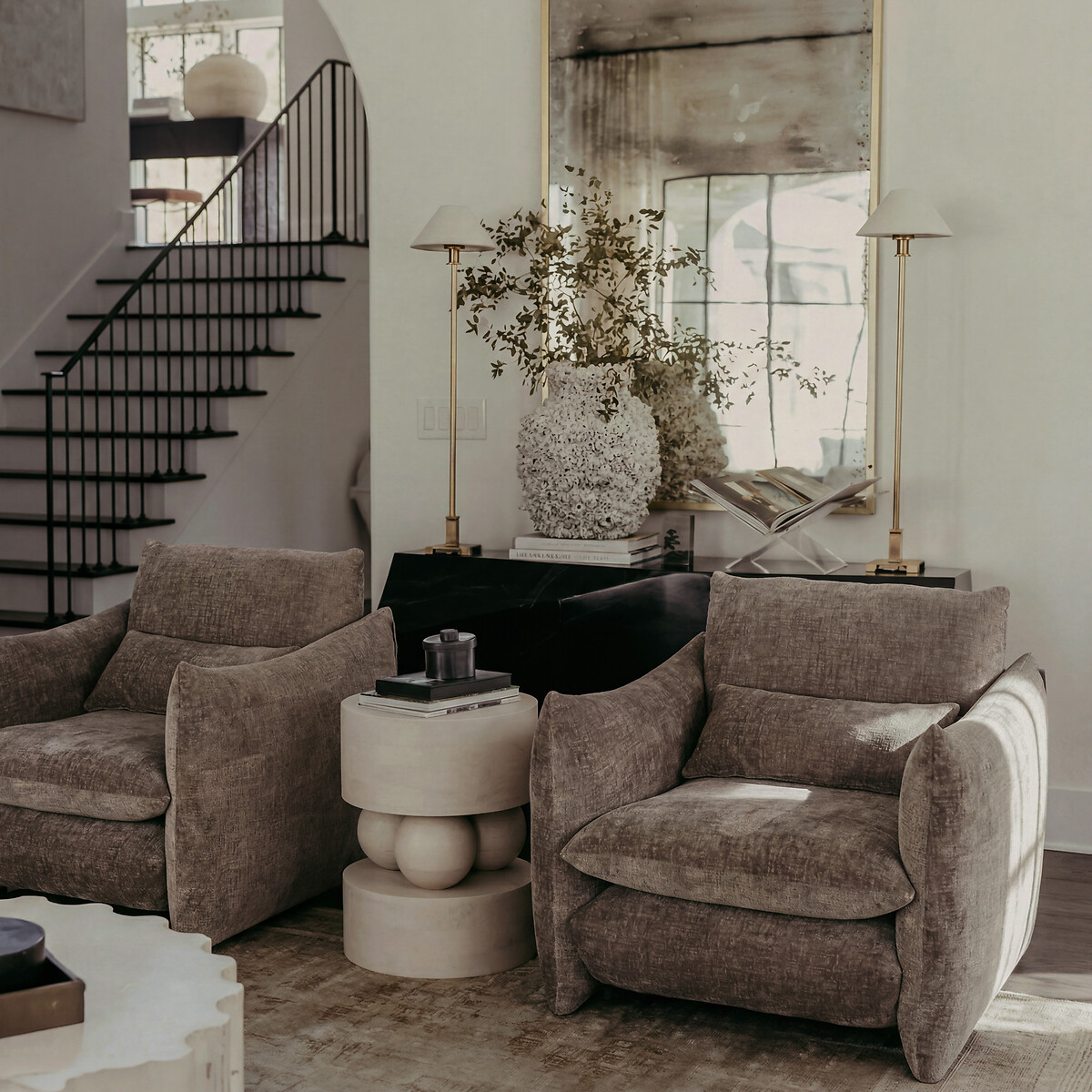 Saxon Woven Chenille Double-Cushioned Snuggle Chair coffee, ÉDITÉ