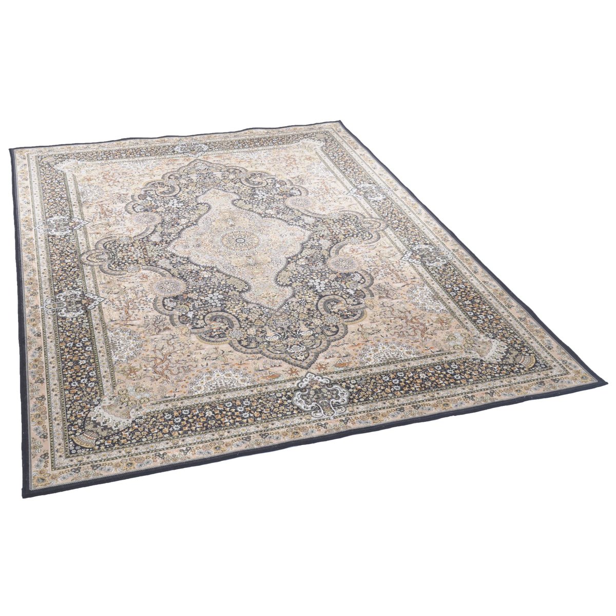 Tapis imprimé Gaia plat très doux or, GINO FALCONE