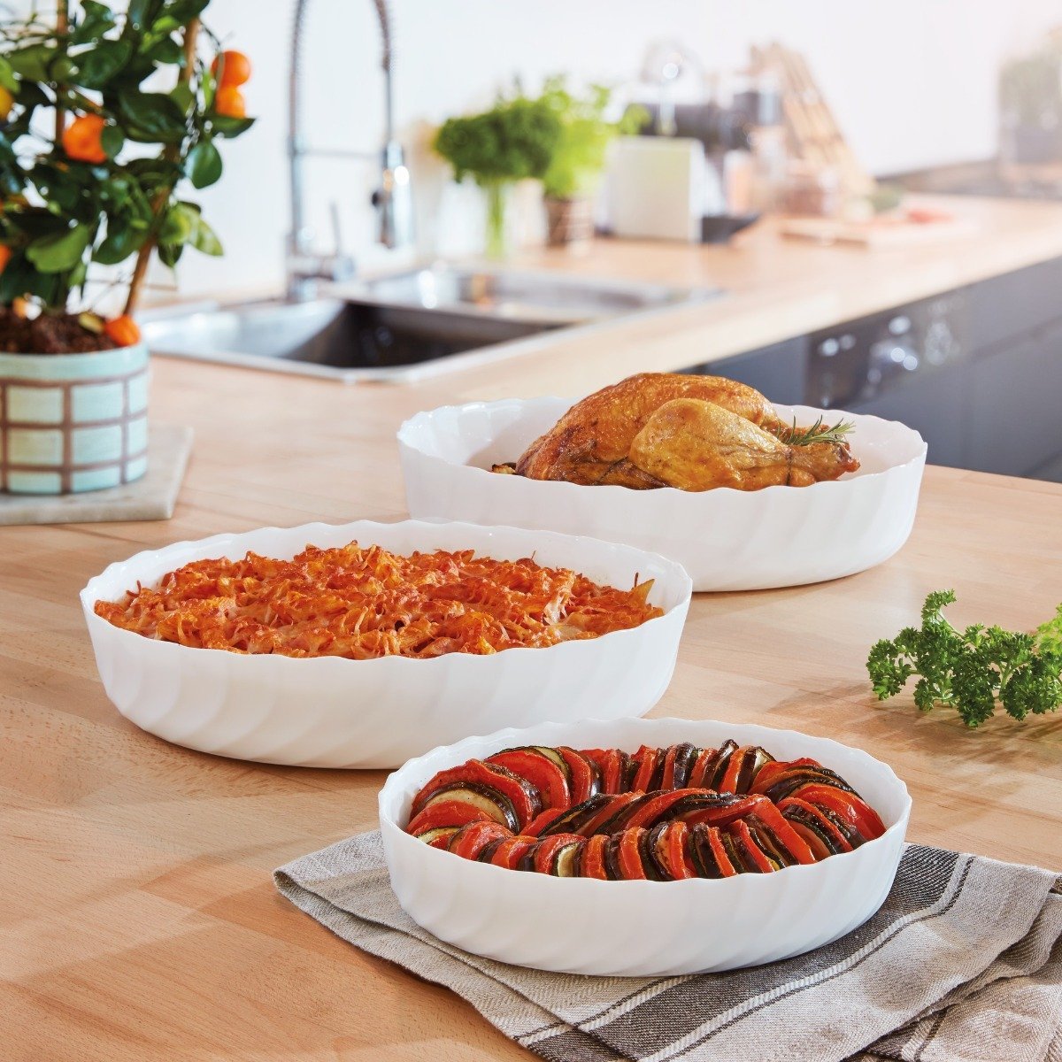 3 plats de cuisson ovales -SMART CUISINE blanc, LUMINARC