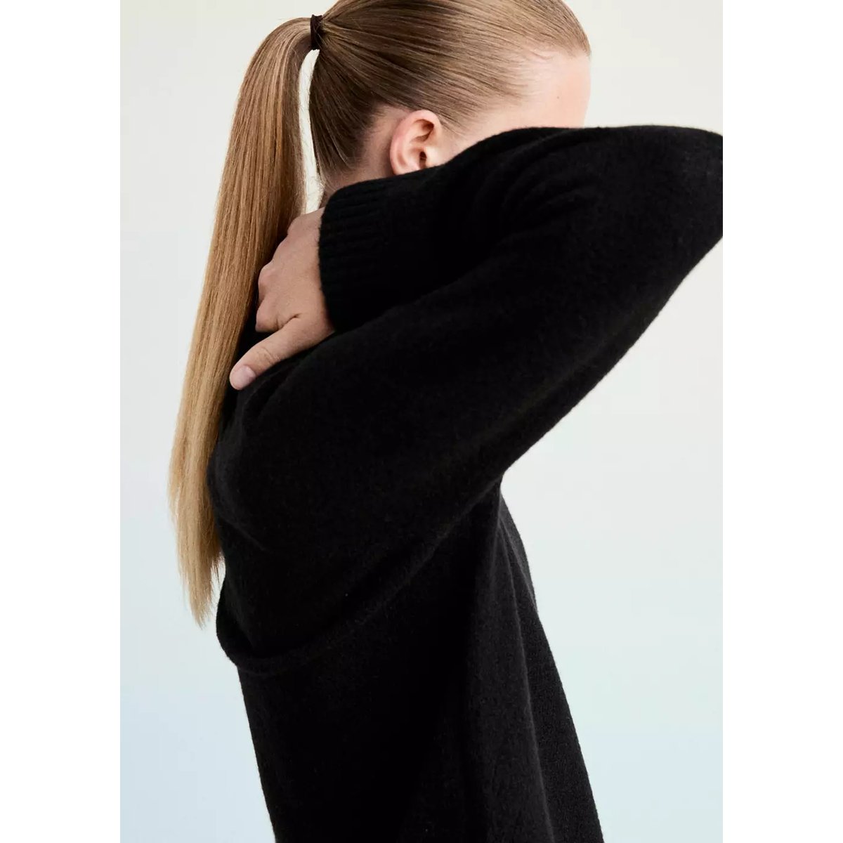 Pull de pyjama en maille à col rond noir, MANGO