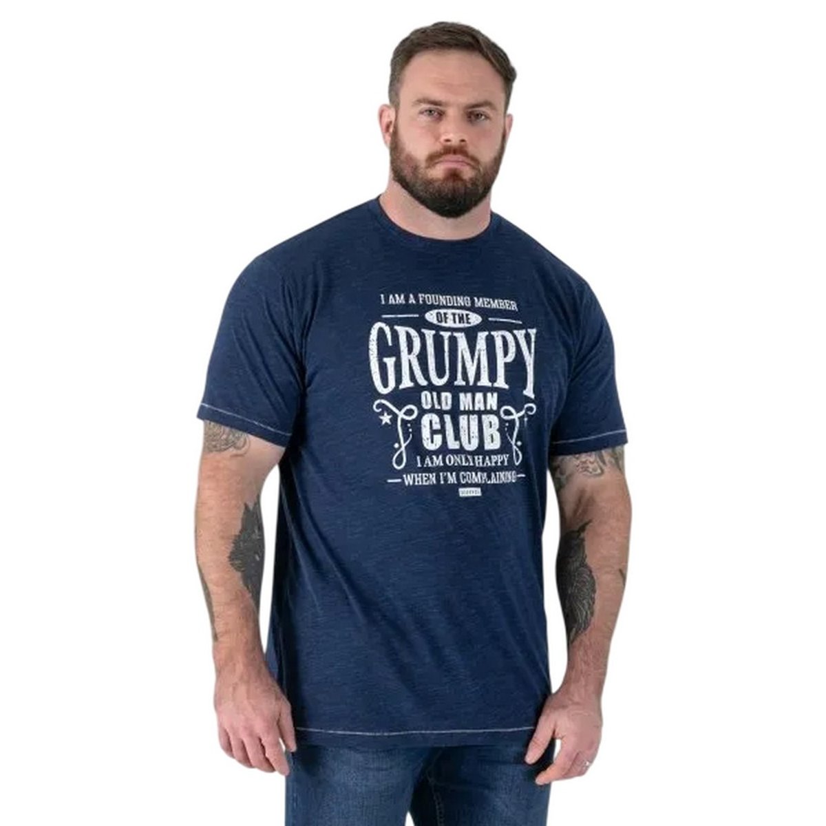 T-shirt manches courtes motif/style texte COOPER bleu marine imprimé, DUKE