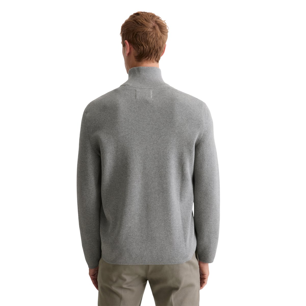 Cardigan zippé regular en pur coton bio gris, MARC O'POLO