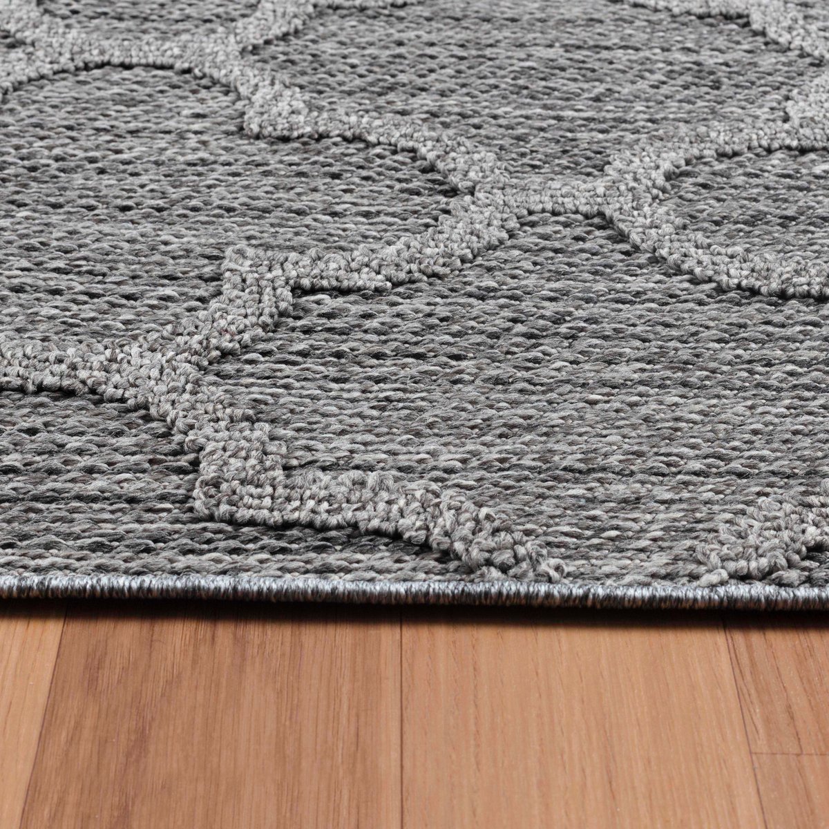 Tapis intérieur extérieur motif baroque PATARA gris, NAZAR RUGS