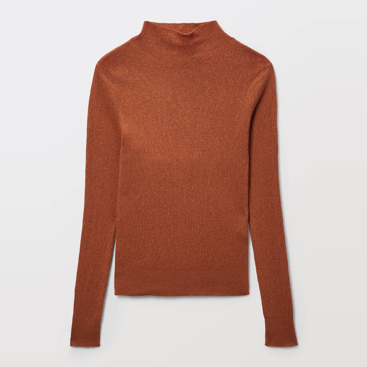 Pull fin à col montant en maille fantaisie ginger, MONOPRIX