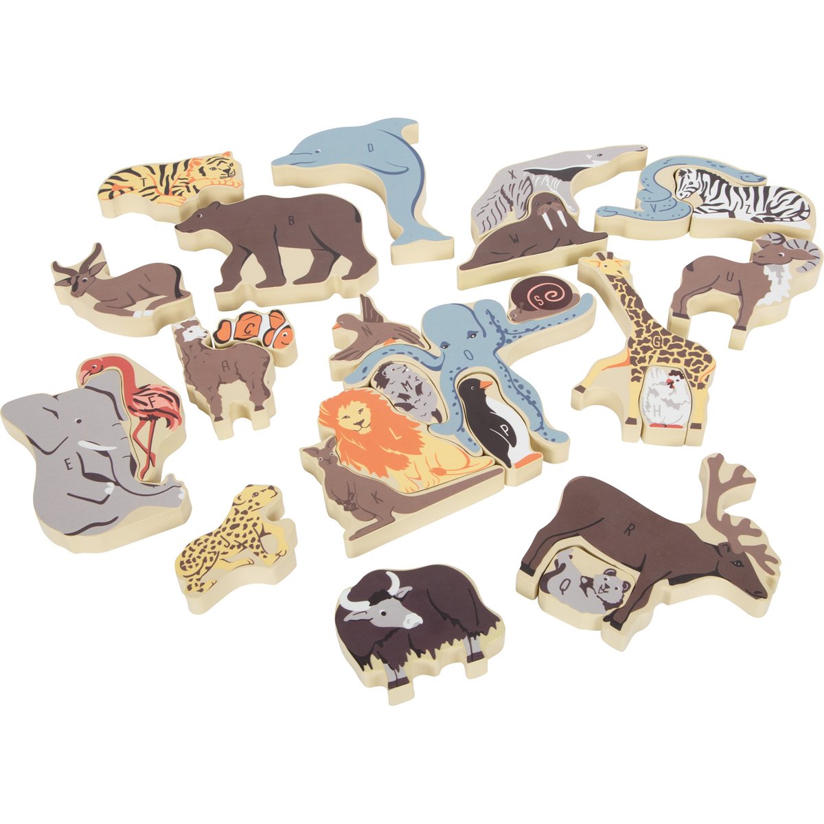Puzzle de lettres Animaux beige, SMALL FOOT COMPANY