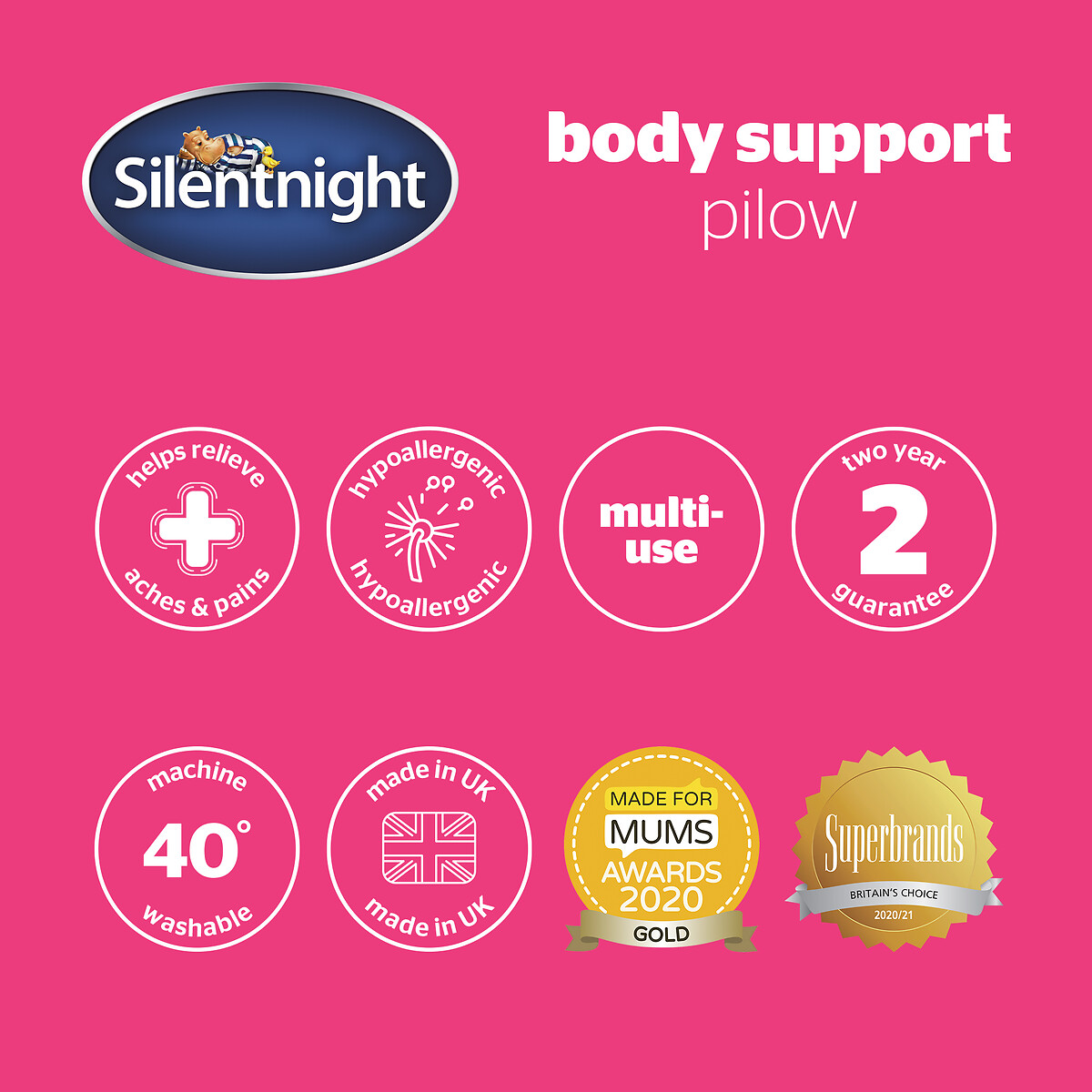 Body Support Pillow white, SILENTNIGHT