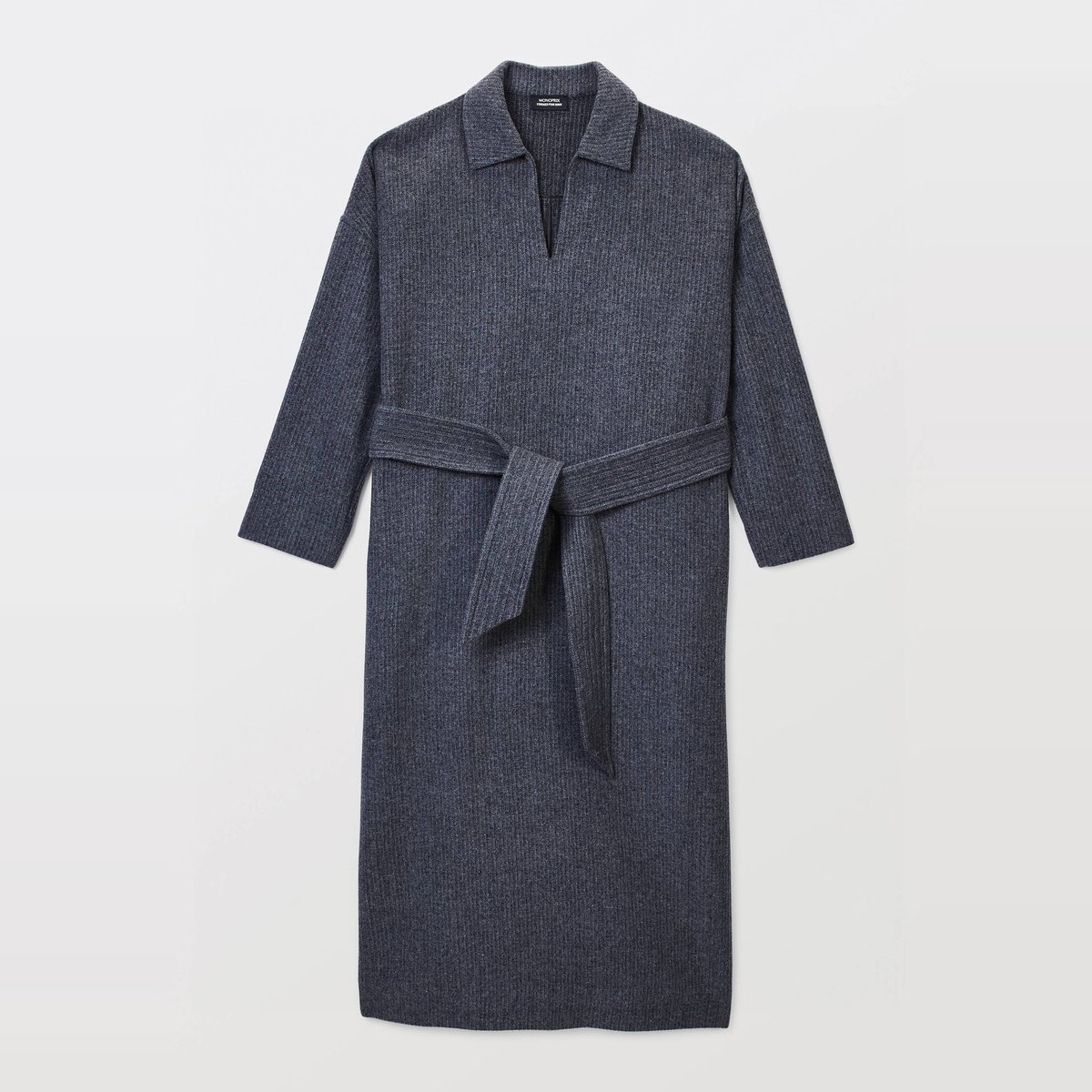 Robe longues avec ceinture unie contenant de la laine requin, MONOPRIX