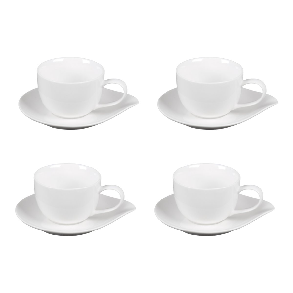 Coffret de 4 tasses à thé avec sous tasses 20 cl Pétale blanc, TABLE PASSION