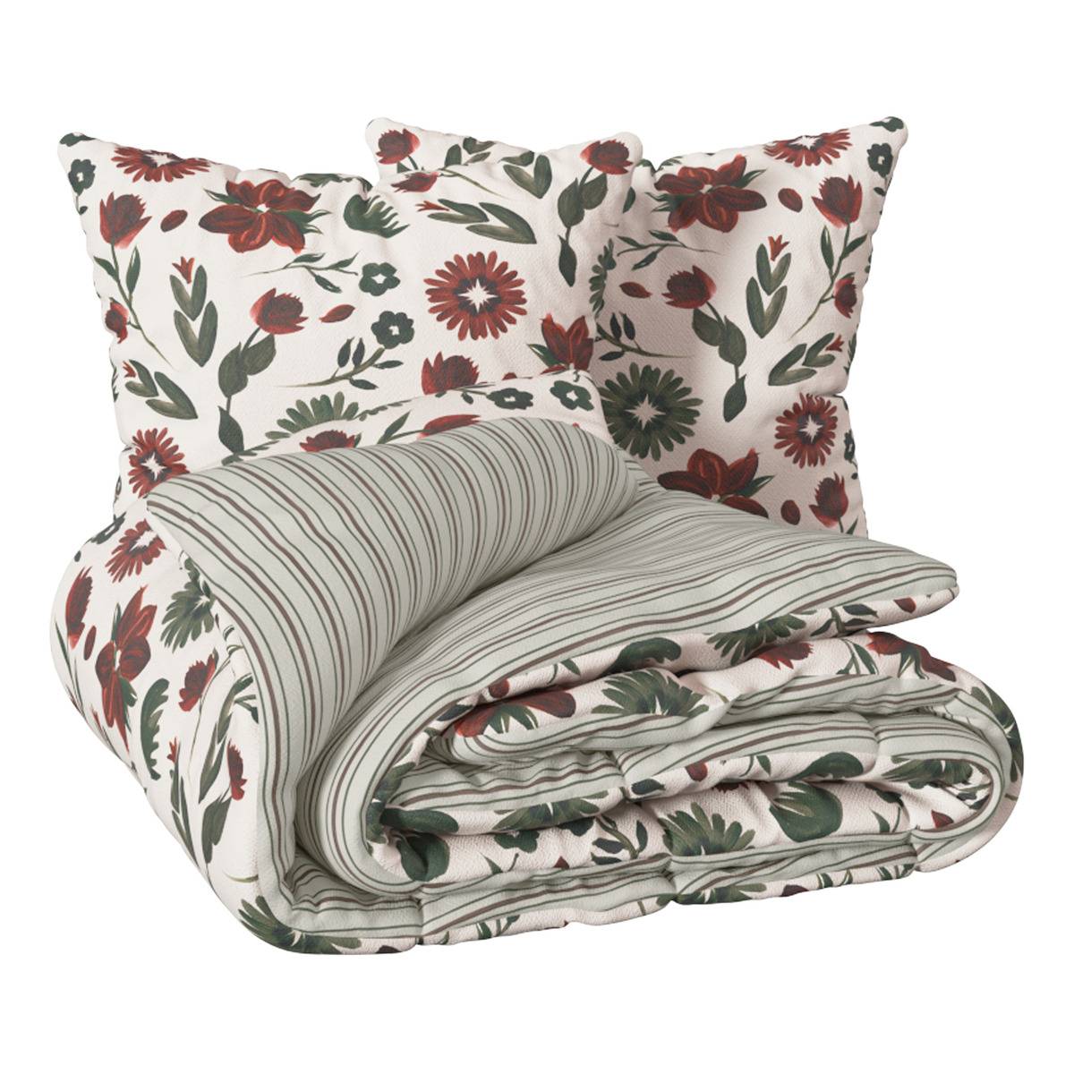 Parure de lit double en coton MONA vert, ATMOSPHERA