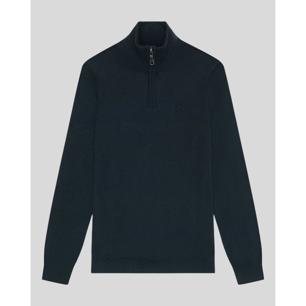 Pull camionneur en laine mérinos zippé bleu foncé marine, LYLE & SCOTT