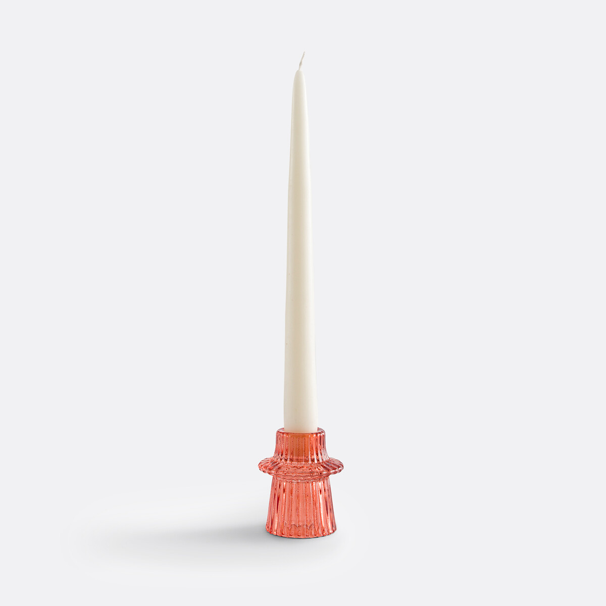 Castiçal em vidro estriado de cor, alt. 6,8 cm, Sabri vermelho, LA REDOUTE INTERIEURS